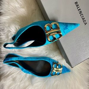 Balenciaga leather crushed velvet shoes